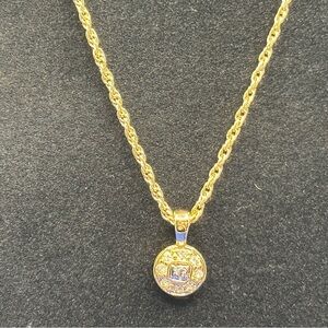 Nina Ricci Gold and Crystal Pendant Necklace